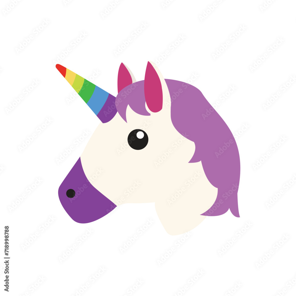 Fototapeta premium Unicorn horse emoji vector illustration