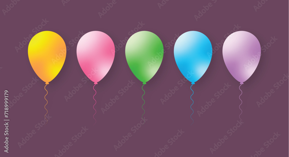 five colorful vector balloons. colorful balloons