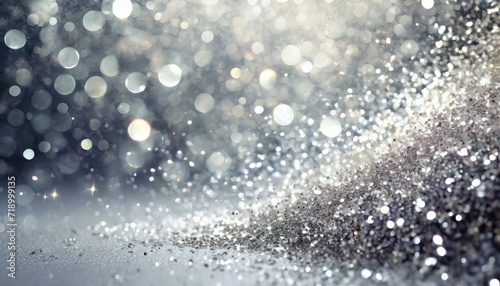 water drops background.A radiant abstract setting featuring a silver glitter shower on a light background, crafting a shiny and dynamic visual experience that exudes modern elegance. 