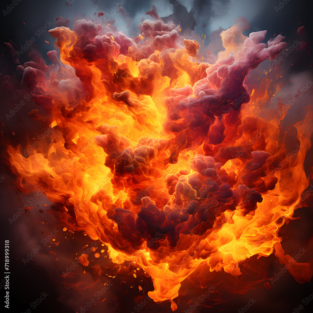 Large fireball with black smoke. fiery explosion with smoke Large fireball with black smoke. fiery explosion with smoke