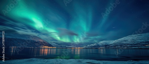 Northern lights or Aurora borealis in the sky - Tromso, Norway