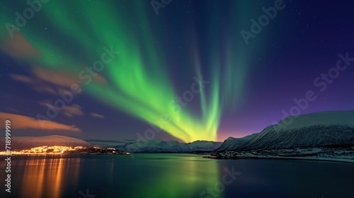 Northern lights or Aurora borealis in the sky - Tromso  Norway