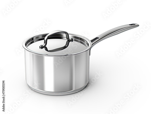 Sleek stainless steel saucepan, perfect for diverse cooking. Isolated on a white background, a stylish and versatile kitchen essential