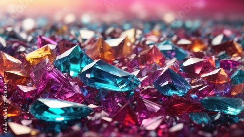 3d render, abstract crystal background, iridescent texture, macro panorama, faceted gem, wide panoramic polygonal wallpaper. generative, AI.