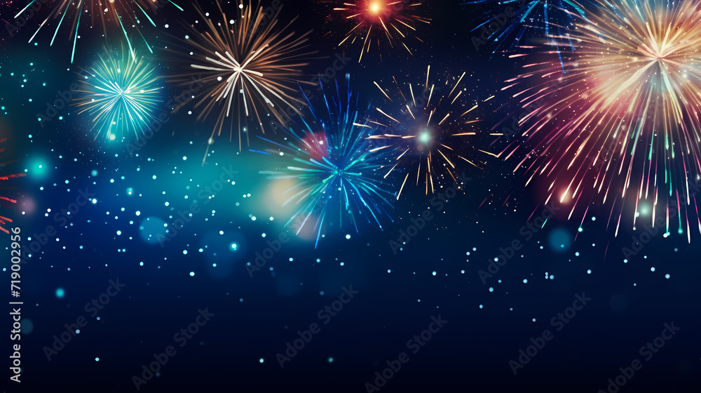 Beautiful fireworks background at night for holiday decoration