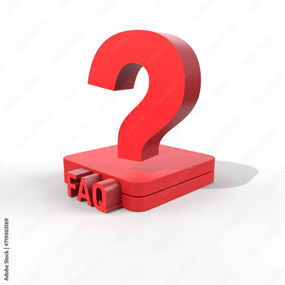 faq and question mark on white background. 3d illustration red faq. 3d render faq concept faq and question mark on white background. 3d illustration red faq. 3d render faq concept