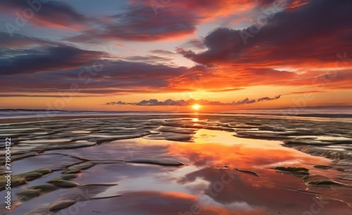 A stunning image of a vibrant sunset wit