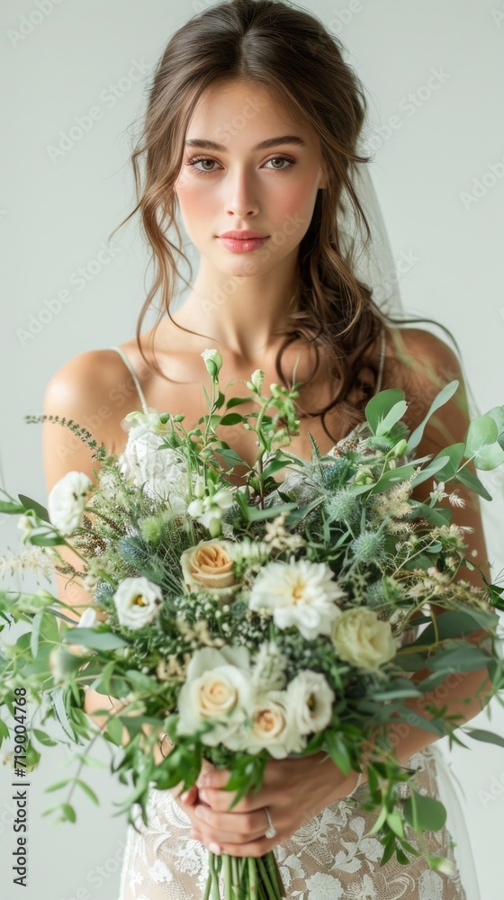 bride with bouquet of flowers in hands bride with bouquet of flowers in hands