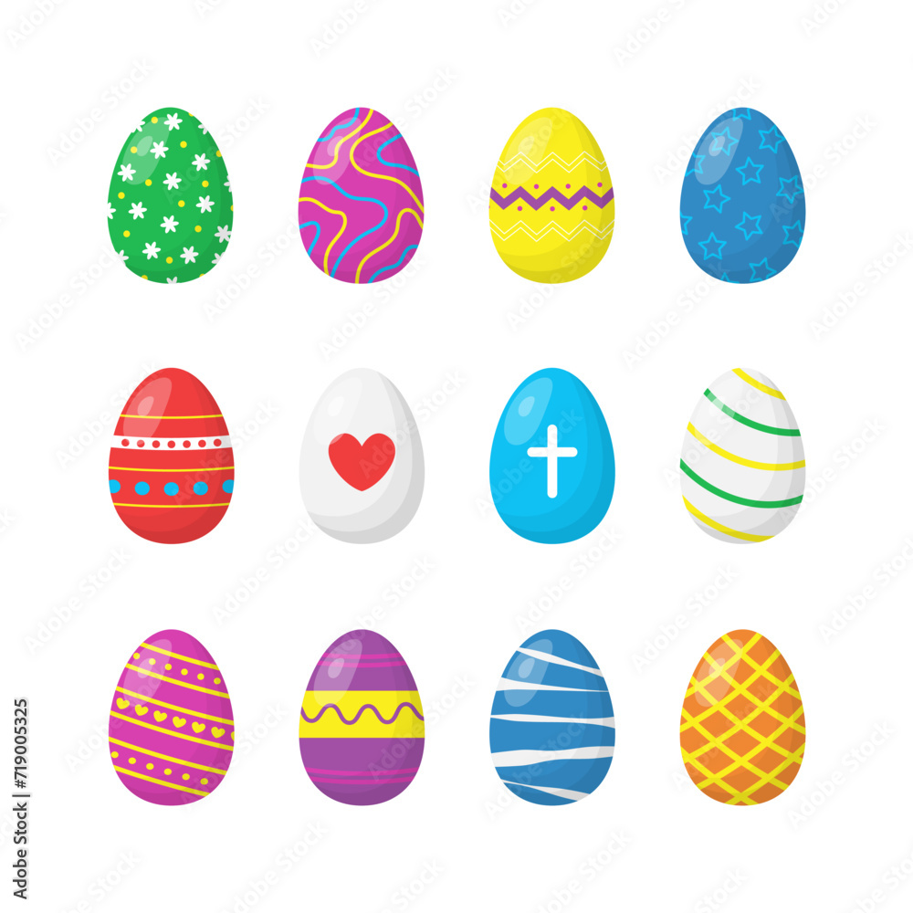 Multicolored Easter eggs vector set