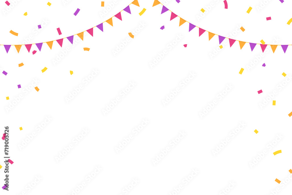 Celebrate party background with festive elements. Confetti, ribbons and colorful bunting. Celebrate party background with festive elements. Confetti, ribbons and colorful bunting.