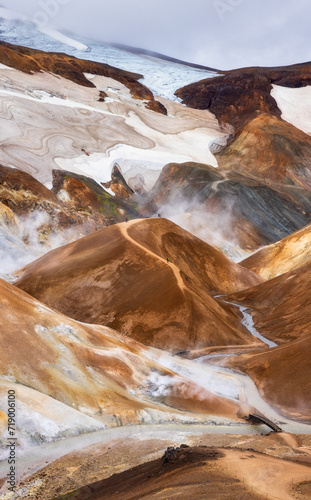 Colourful Kerlingarfjoll mountain range and geothermal area in Icelandic Highlands photo