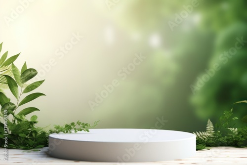 A Serene Nature Podium Display Background For Cosmetic