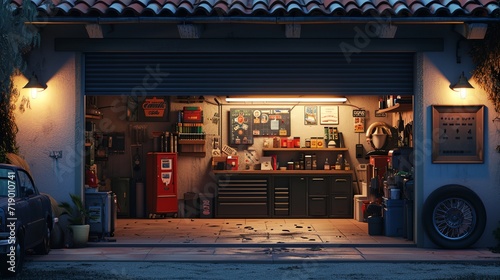 a garage with a lot of tools