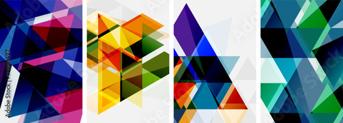 Colorful bright triangles with various colors and transparencies. Vector illustration For Wallpaper  Banner  Background  Card  Book Illustration  landing page