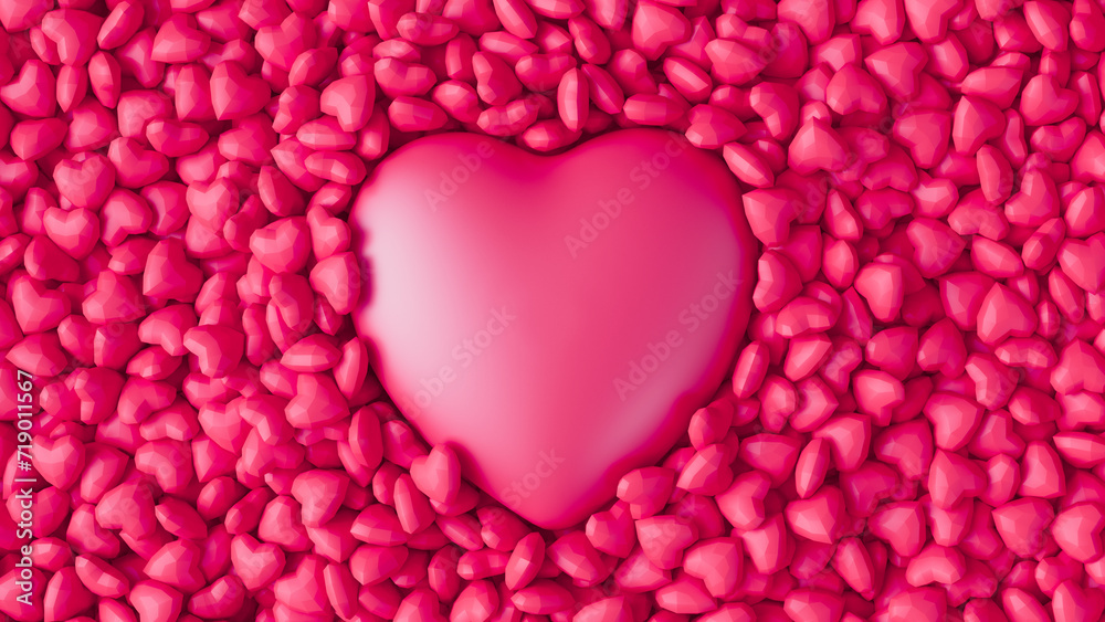 Big violet heart pops from the pool with many violet polygonal hearts. Valentines day. 3d render illustration Big violet heart pops from the pool with many violet polygonal hearts. Valentines day. 3d render illustration