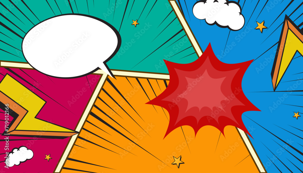 Set of comic page of colorful frames illustration, comic background template, colorful conversation comic template background, blank colorful comic abstract background Set of comic page of colorful frames illustration, comic background template, colorful conversation comic template background, blank colorful comic abstract background