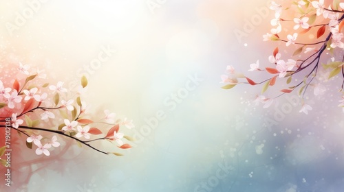 Spring abstract bright background with blooming flowers with place for text