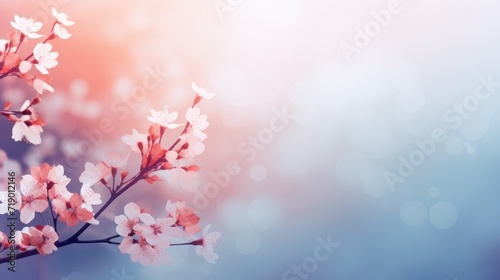 Spring abstract bright background with blooming flowers with place for text