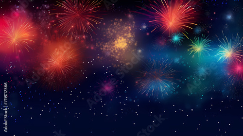 Beautiful creative holiday background. Fireworks and sparkles