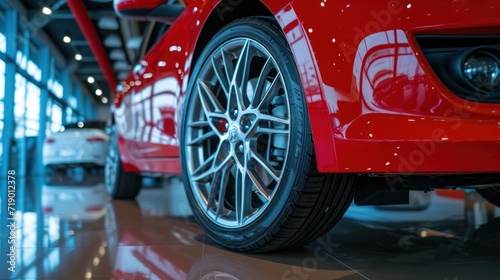 Alloy wheels, alloy wheels or alloy wheels, high performance car parts in car showrooms. © somchai20162516