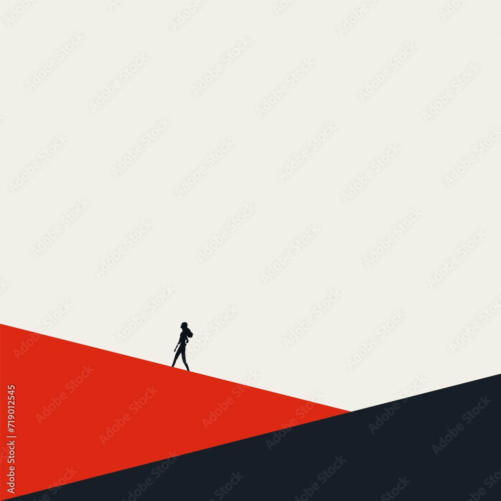 Business or career journey vector concept. Symbol of challenge, development, progress. Minimal illustration.