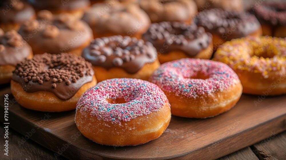 Close-Up of a Tray of Doughnuts