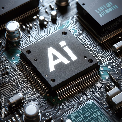 Advanced AI Processor Circuitry Close-Up