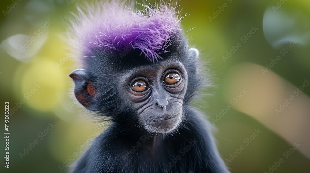 Obraz premium a monkey with a purple mohawk