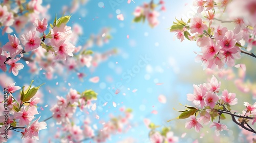 a close up of a tree with pink flowers © progressman