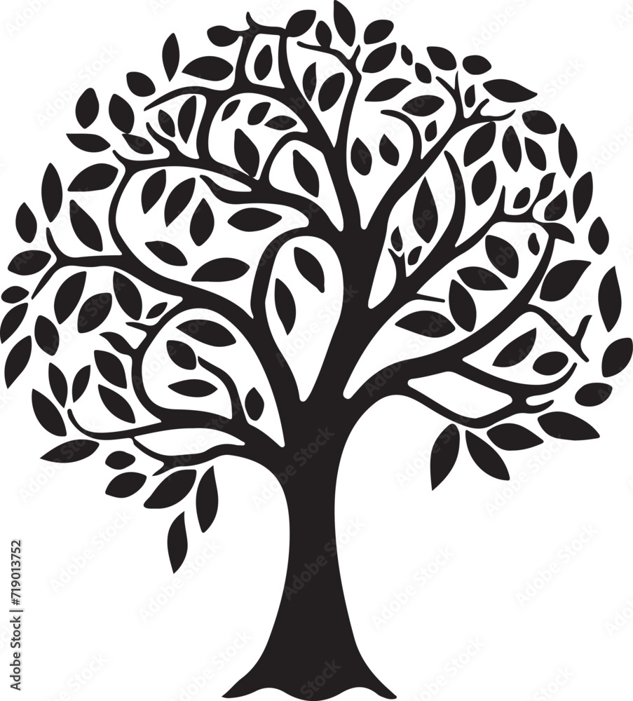 Fototapeta premium Tree silhouette Hand-drawn isolated Vector illustrations