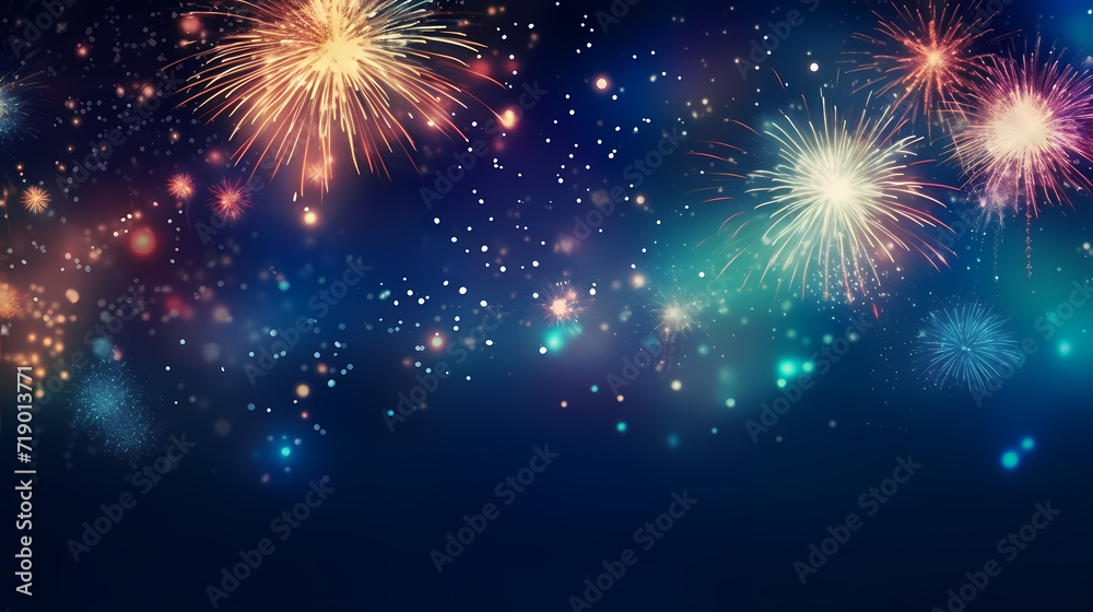 Obraz premium Beautiful creative holiday background. Fireworks and sparkles