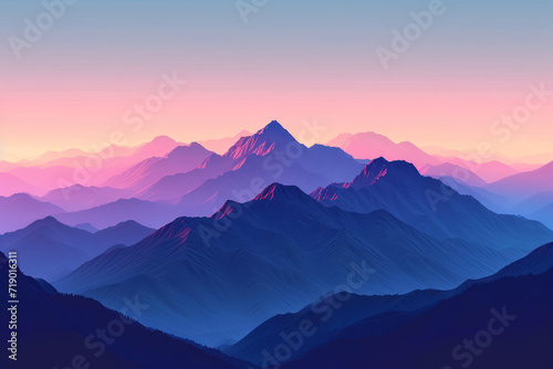 Digital beautiful image of mountains  bright colors  modern design
