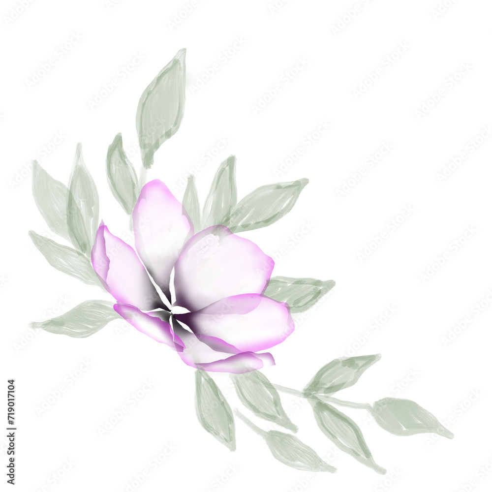 Obraz premium Watercolor flowers template frame vignette invitation illustration
