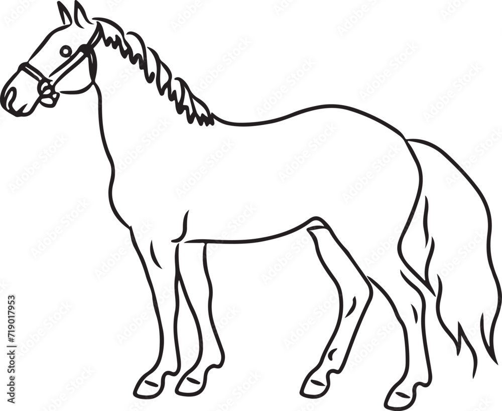 Horse Line art vector illustration black color