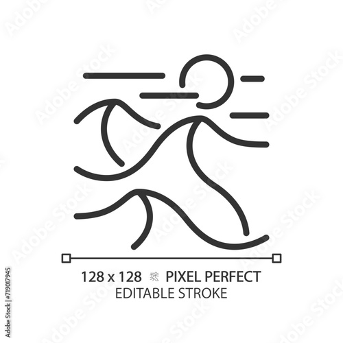 Red desert romantic tourism linear icon. Luxury dunes landmark. Adventure weekend. United arab emirates safari. Thin line illustration. Contour symbol. Vector outline drawing. Editable stroke