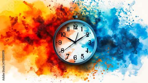 Wallpaper Mural Time Concept with Clock and Deadline Symbolism, Retro Design on a Bright Background Torontodigital.ca