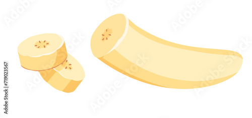 Yellow Peeled Banana without skin. Illustration Isolated On White. Design Element For Web Or Print Packaging