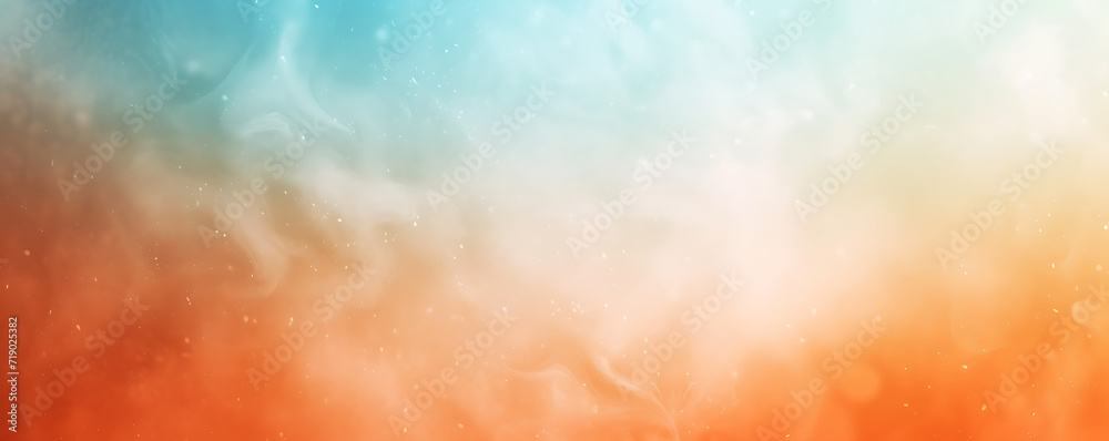 Vibrant grainy gradient background in orange, white, blue, and teal. Blurred noise texture for header, poster, banner, or landing page design