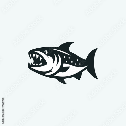piranha fish wild animal logo vector illustration template design photo