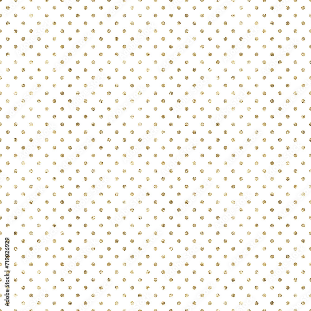 Golden polka dots seamless pattern. Luxury festive geometric background.