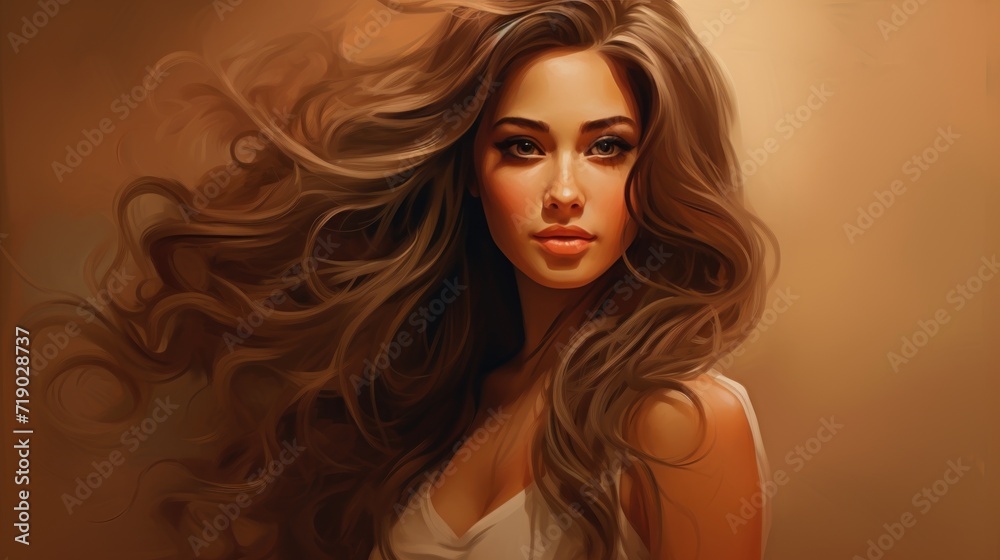 portrait of a girl with long brown  hair