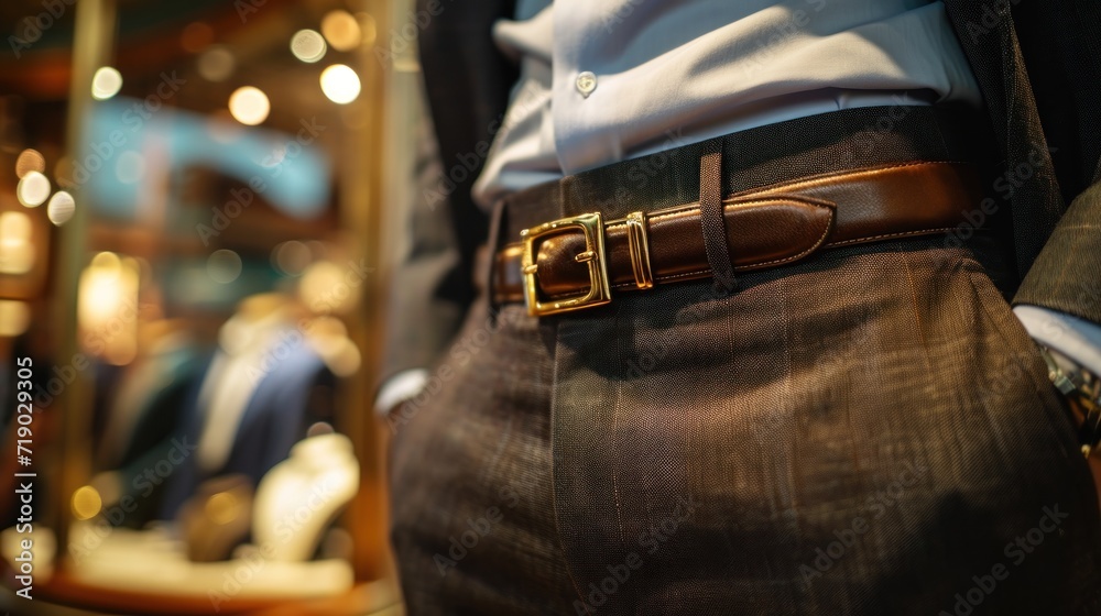 Men's waist belts at a jewelry store