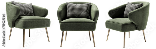 Modern green armchair set isolated on white background. Furniture Store collection.Design element. photo