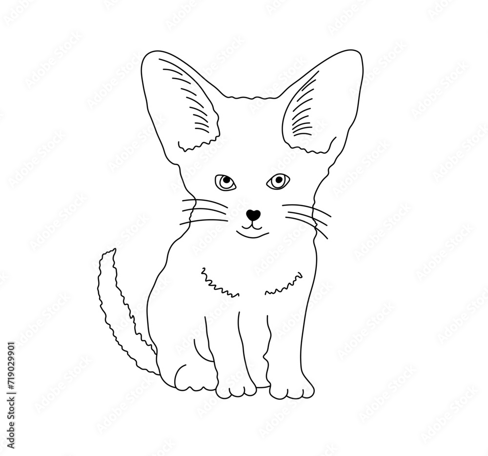 Fox Front View Simple Vetor de Vector isolated one single cute cartoon sitting fenech fox ...