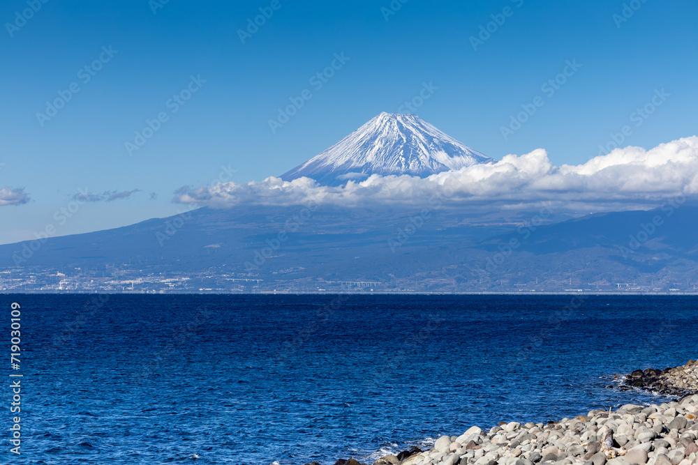 Mt. Fuji view from Suruga Bay in Japan.