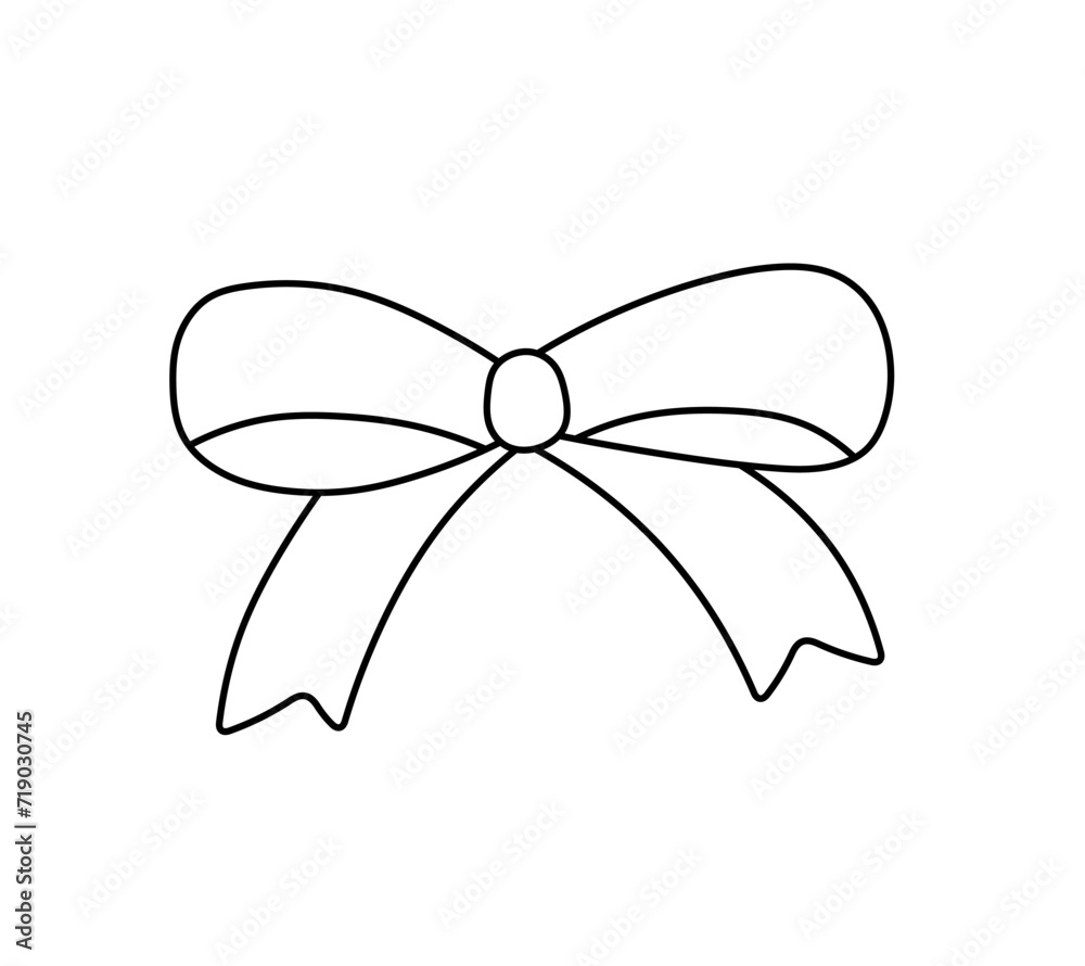 Vector isolated one single simple bibbon bow gift colorless black and white contour line easy drawing Vector isolated one single simple bibbon bow gift colorless black and white contour line easy drawing