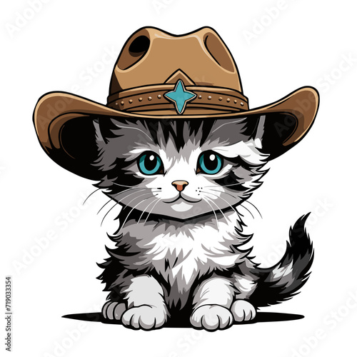 Cowboy cat isolated on white background