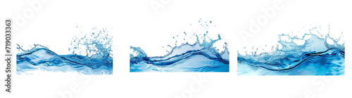 Water splashes and drops isolated on transparent background