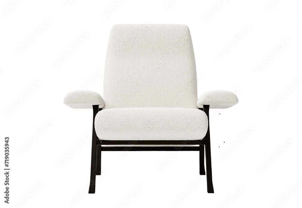 Modern white armchair with wood legs isolated on white background. Furniture Store collection.Design element. Modern white armchair with wood legs isolated on white background. Furniture Store collection.Design element.