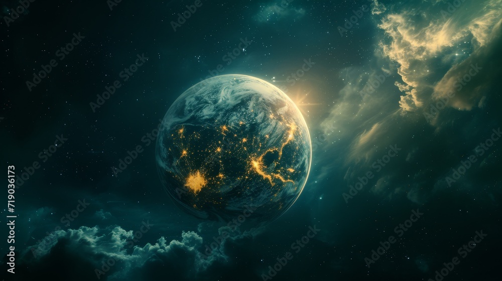 Obraz premium Celestial Choreography: Planet's Climate Ballet